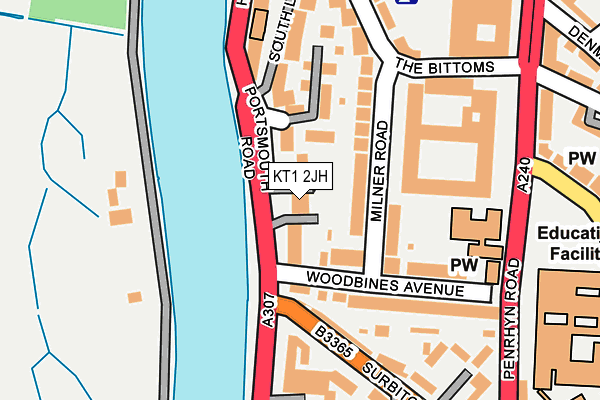 KT1 2JH map - OS OpenMap – Local (Ordnance Survey)