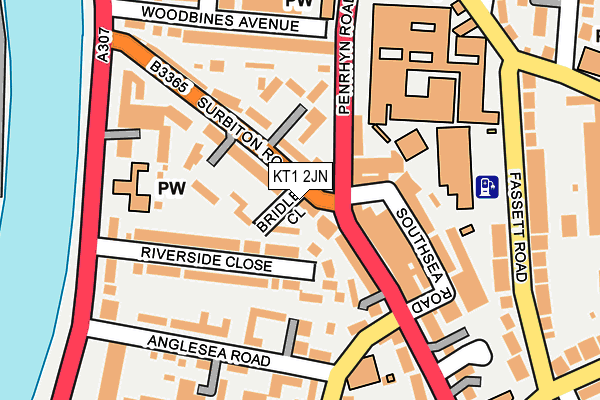 KT1 2JN map - OS OpenMap – Local (Ordnance Survey)