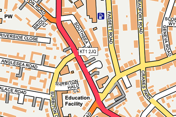 KT1 2JQ map - OS OpenMap – Local (Ordnance Survey)