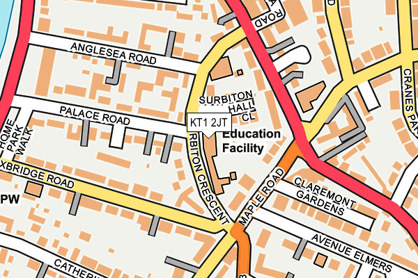 KT1 2JT map - OS OpenMap – Local (Ordnance Survey)