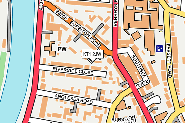 KT1 2JW map - OS OpenMap – Local (Ordnance Survey)