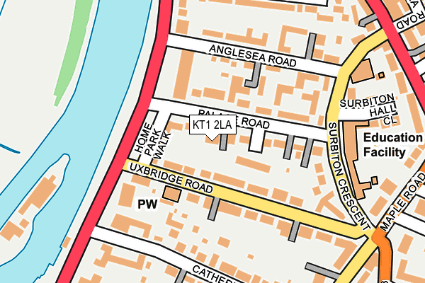 KT1 2LA map - OS OpenMap – Local (Ordnance Survey)