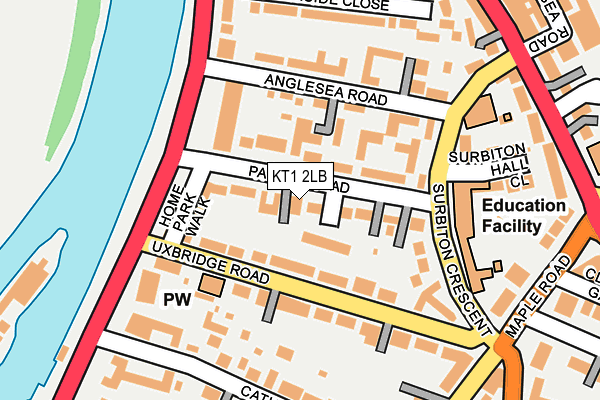 KT1 2LB map - OS OpenMap – Local (Ordnance Survey)