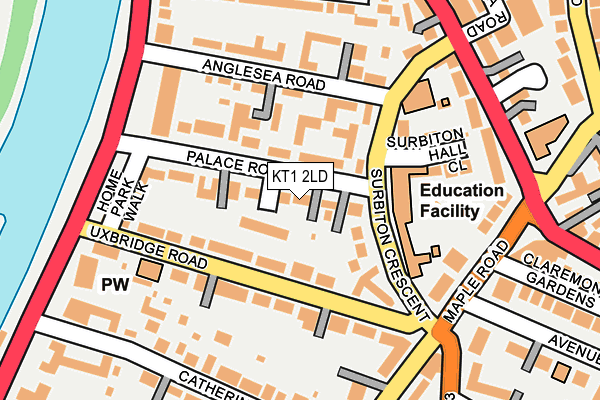 KT1 2LD map - OS OpenMap – Local (Ordnance Survey)