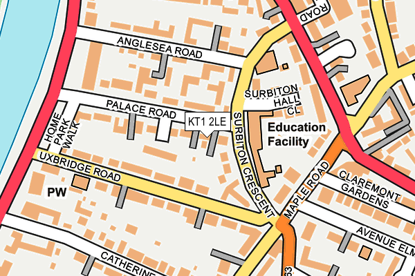 KT1 2LE map - OS OpenMap – Local (Ordnance Survey)
