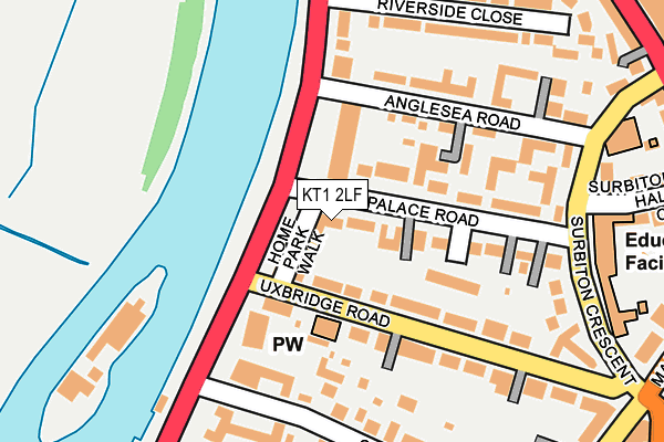 KT1 2LF map - OS OpenMap – Local (Ordnance Survey)
