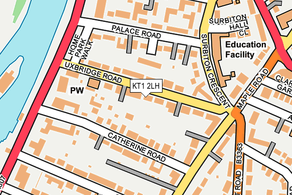 KT1 2LH map - OS OpenMap – Local (Ordnance Survey)
