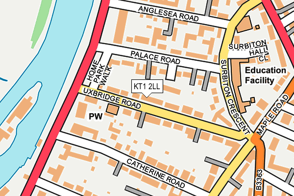 KT1 2LL map - OS OpenMap – Local (Ordnance Survey)