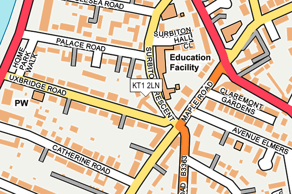 KT1 2LN map - OS OpenMap – Local (Ordnance Survey)