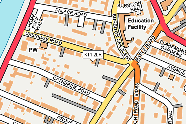 KT1 2LR map - OS OpenMap – Local (Ordnance Survey)