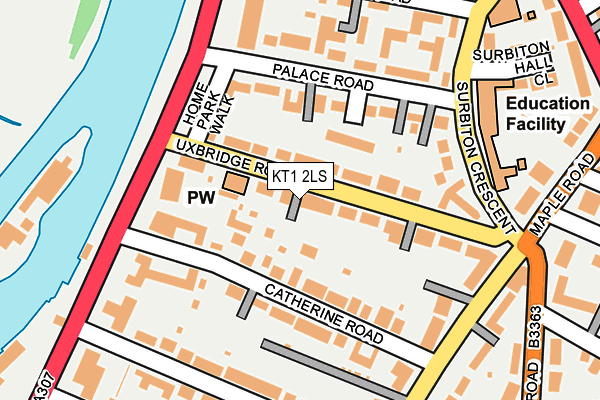 KT1 2LS map - OS OpenMap – Local (Ordnance Survey)