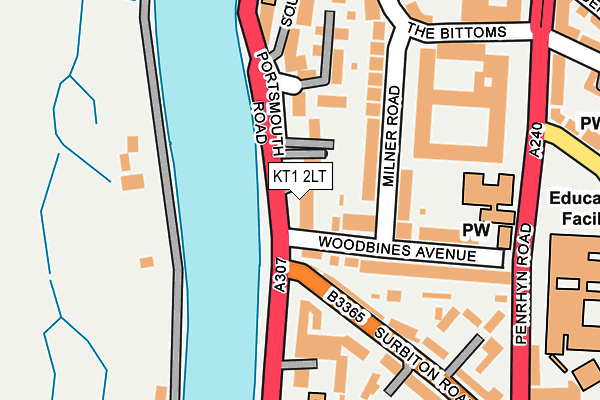 KT1 2LT map - OS OpenMap – Local (Ordnance Survey)