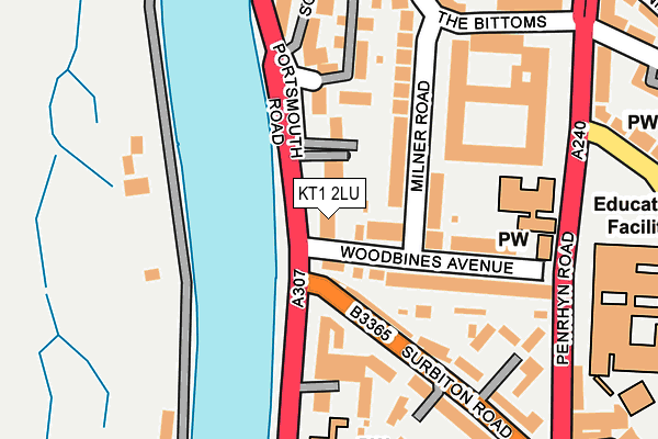 KT1 2LU map - OS OpenMap – Local (Ordnance Survey)