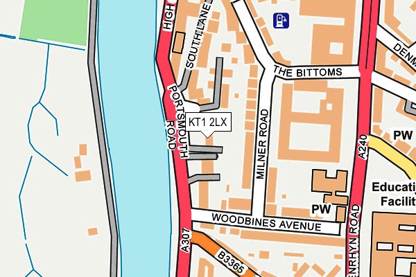 KT1 2LX map - OS OpenMap – Local (Ordnance Survey)