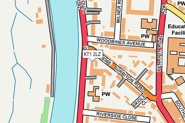 KT1 2LZ map - OS OpenMap – Local (Ordnance Survey)
