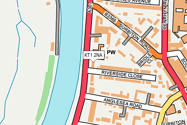 KT1 2NA map - OS OpenMap – Local (Ordnance Survey)