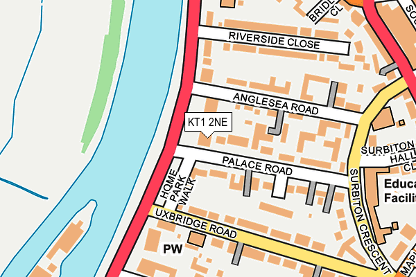 KT1 2NE map - OS OpenMap – Local (Ordnance Survey)