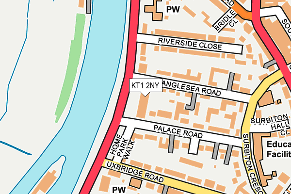 KT1 2NY map - OS OpenMap – Local (Ordnance Survey)