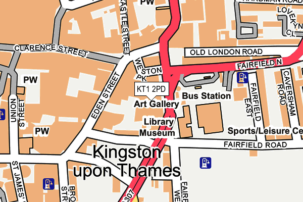 KT1 2PD map - OS OpenMap – Local (Ordnance Survey)