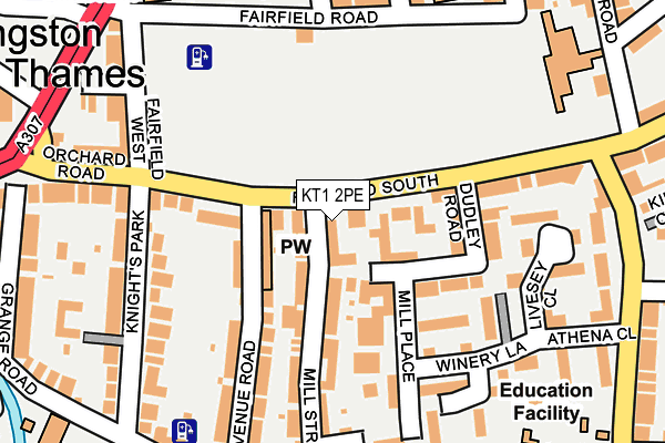 KT1 2PE map - OS OpenMap – Local (Ordnance Survey)