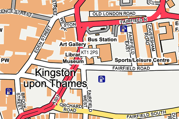 KT1 2PS map - OS OpenMap – Local (Ordnance Survey)