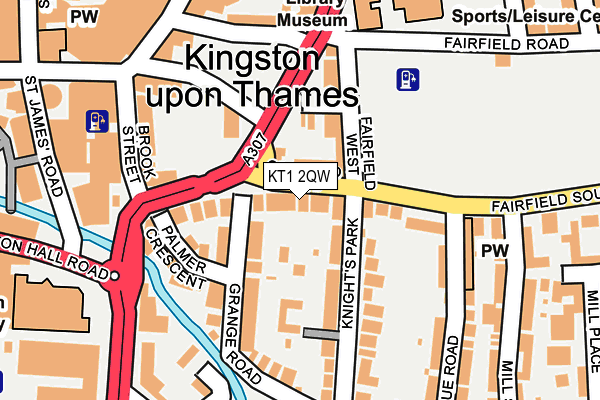 KT1 2QW map - OS OpenMap – Local (Ordnance Survey)