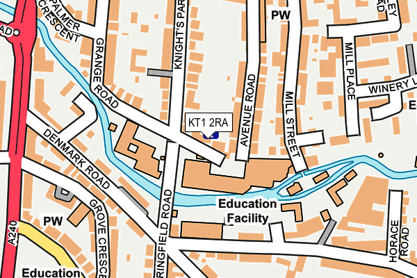 KT1 2RA map - OS OpenMap – Local (Ordnance Survey)