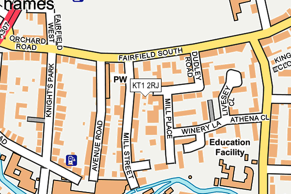 KT1 2RJ map - OS OpenMap – Local (Ordnance Survey)