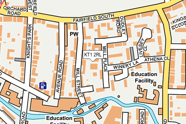 KT1 2RL map - OS OpenMap – Local (Ordnance Survey)