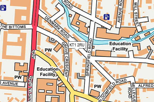 KT1 2RU map - OS OpenMap – Local (Ordnance Survey)