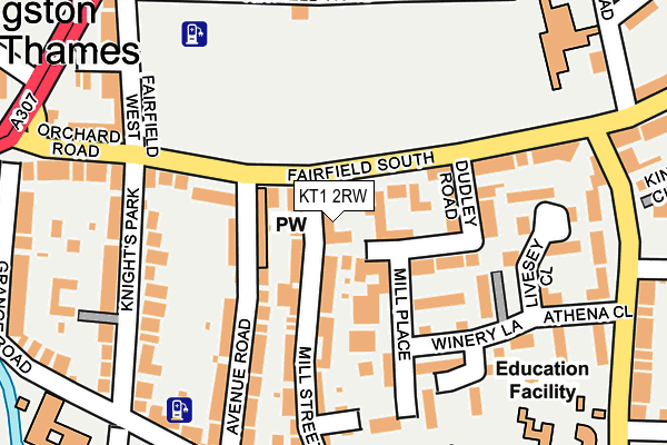 KT1 2RW map - OS OpenMap – Local (Ordnance Survey)