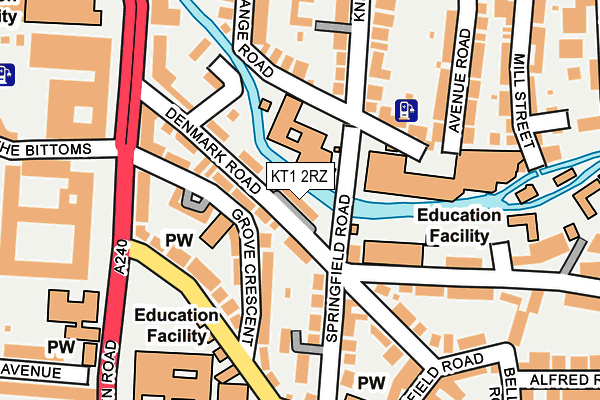 KT1 2RZ map - OS OpenMap – Local (Ordnance Survey)