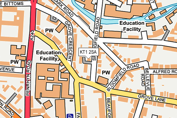 KT1 2SA map - OS OpenMap – Local (Ordnance Survey)