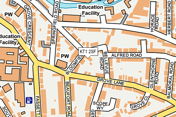 KT1 2SF map - OS OpenMap – Local (Ordnance Survey)