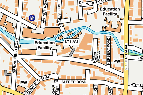 KT1 2SJ map - OS OpenMap – Local (Ordnance Survey)
