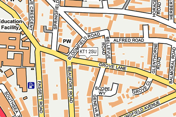 KT1 2SU map - OS OpenMap – Local (Ordnance Survey)