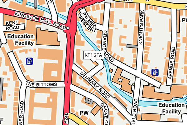 KT1 2TA map - OS OpenMap – Local (Ordnance Survey)