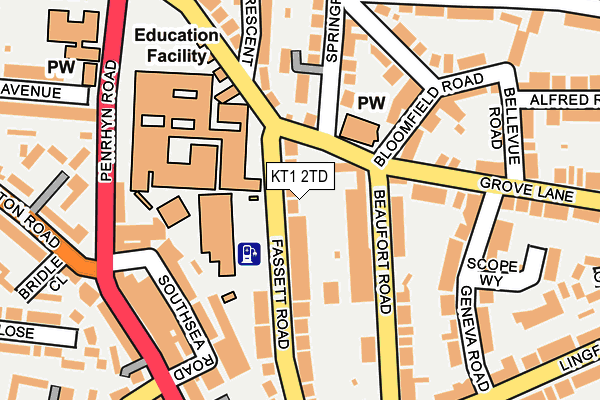 KT1 2TD map - OS OpenMap – Local (Ordnance Survey)