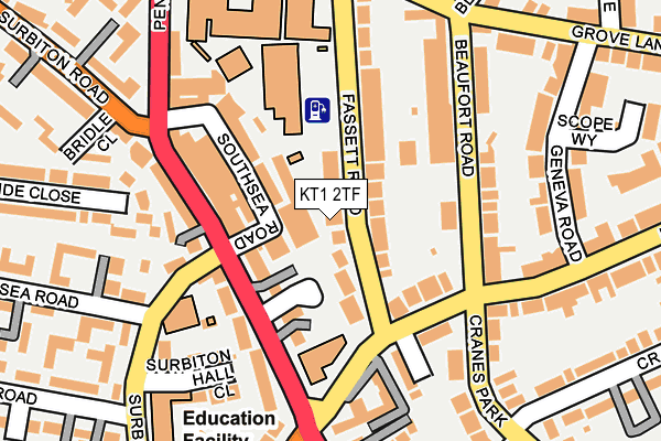 KT1 2TF map - OS OpenMap – Local (Ordnance Survey)