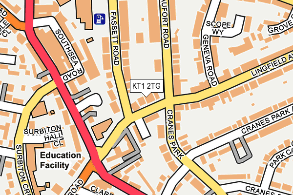 KT1 2TG map - OS OpenMap – Local (Ordnance Survey)
