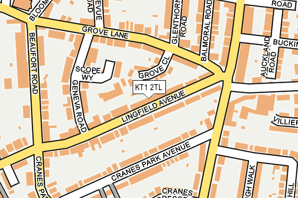 KT1 2TL map - OS OpenMap – Local (Ordnance Survey)