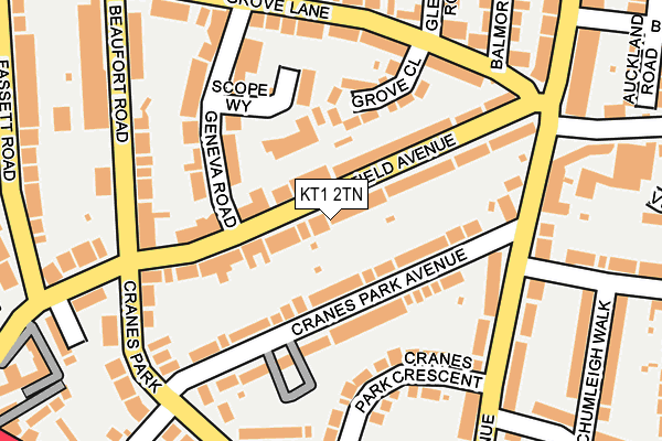 KT1 2TN map - OS OpenMap – Local (Ordnance Survey)