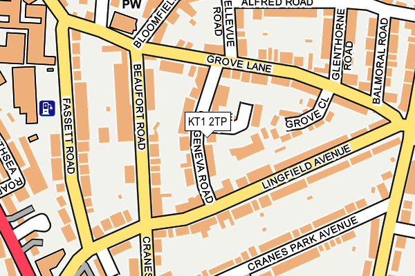 KT1 2TP map - OS OpenMap – Local (Ordnance Survey)