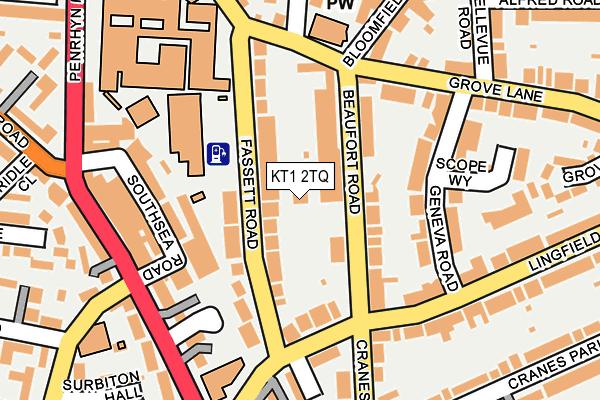 KT1 2TQ map - OS OpenMap – Local (Ordnance Survey)