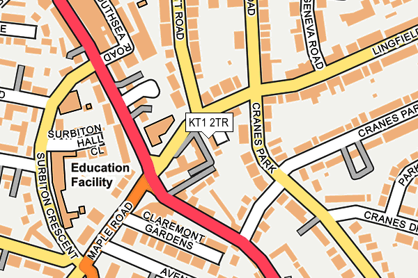 KT1 2TR map - OS OpenMap – Local (Ordnance Survey)