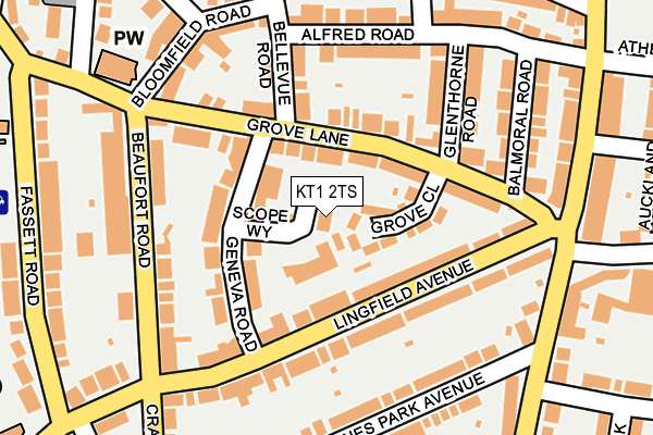 KT1 2TS map - OS OpenMap – Local (Ordnance Survey)