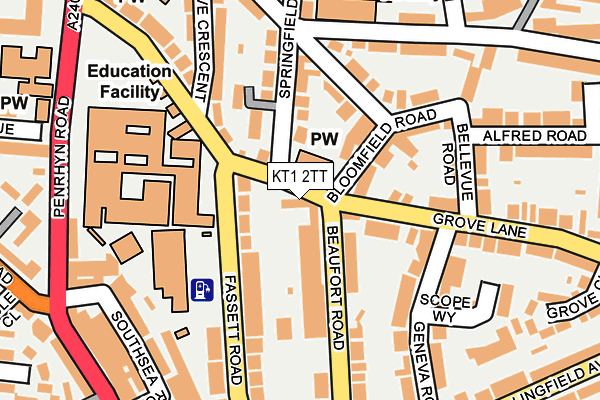 KT1 2TT map - OS OpenMap – Local (Ordnance Survey)