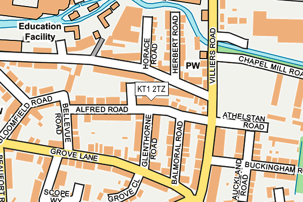 KT1 2TZ map - OS OpenMap – Local (Ordnance Survey)
