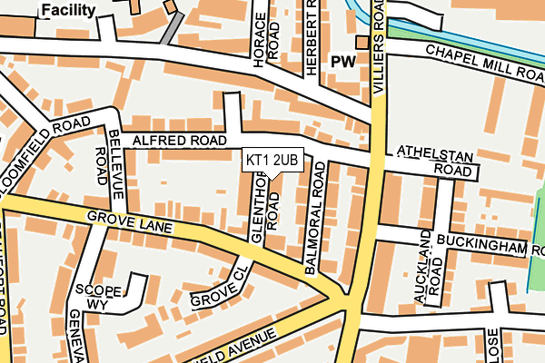KT1 2UB map - OS OpenMap – Local (Ordnance Survey)