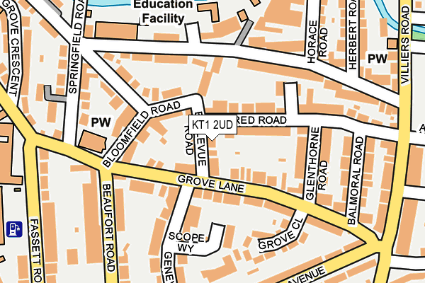 KT1 2UD map - OS OpenMap – Local (Ordnance Survey)